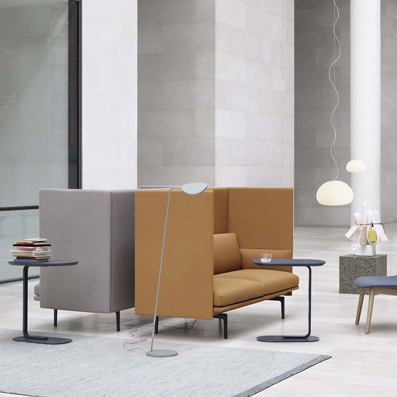 C Side Modernistic Metal Table 19.6"L Oval Table for Living Room