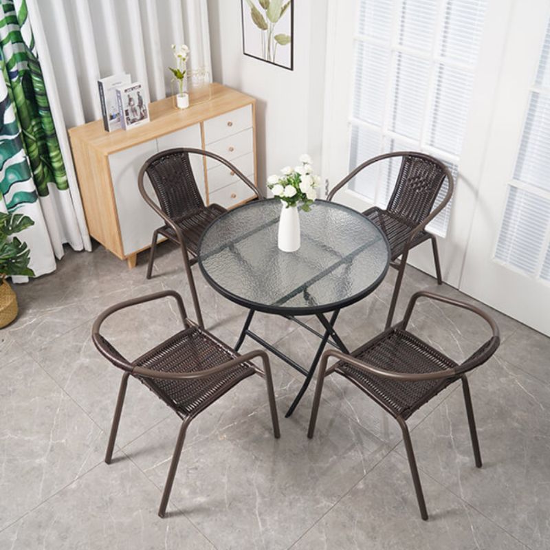 Modern Indoor-Outdoor Chair Metal Frame Stacking Dining Arm Chair