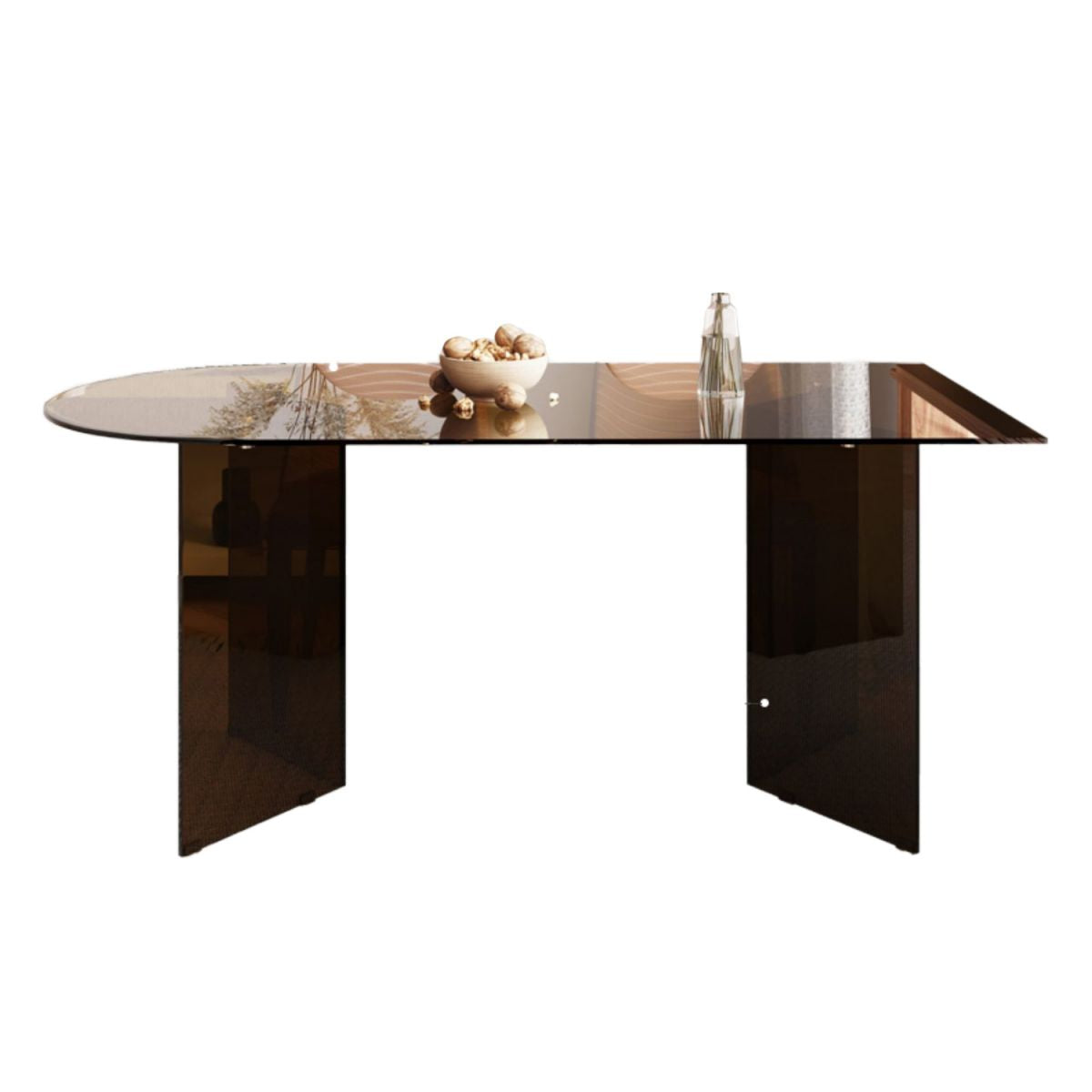 Glass Top Dining Table Modern Table with Double Pedestal Base Clearhalo 'Dining Tables & Seating' 'Dining Tables' 'dining_table' 'furn' 'furn_dining_table' 'Furniture' 'furniture_dining_table' 'Kitchen & Dining Furniture' 'kitchen' 'kitchen_dining_table' 1200x1200_9e262097-0f2e-45fa-bdf8-4c28c71ed3c0