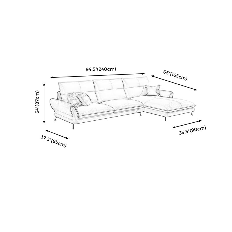 Modern Cream Genuine Leather Sofa Pillow Top Arm Sectional for Apartment Clearhalo 'furn' 'furn_sectionals' 'Furniture' 'furniture_sectionals' 'kitchen' 'kitchen_sectionals' 'Living Room Furniture' 'Sectionals' 1200x1200_9e264561-3111-4d54-b957-27e9a22b6848