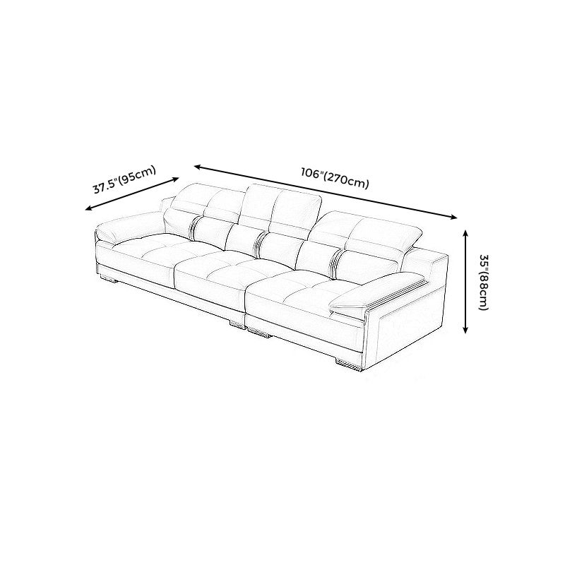 Genuine Leather Pillow Top Arm Sofa Cream Sectional with Removable Cushions Clearhalo 'furn' 'furn_sectionals' 'Furniture' 'furniture_sectionals' 'kitchen' 'kitchen_sectionals' 'Living Room Furniture' 'Sectionals' 1200x1200_9e279f12-16c4-4a1e-9853-05a9162ca21f