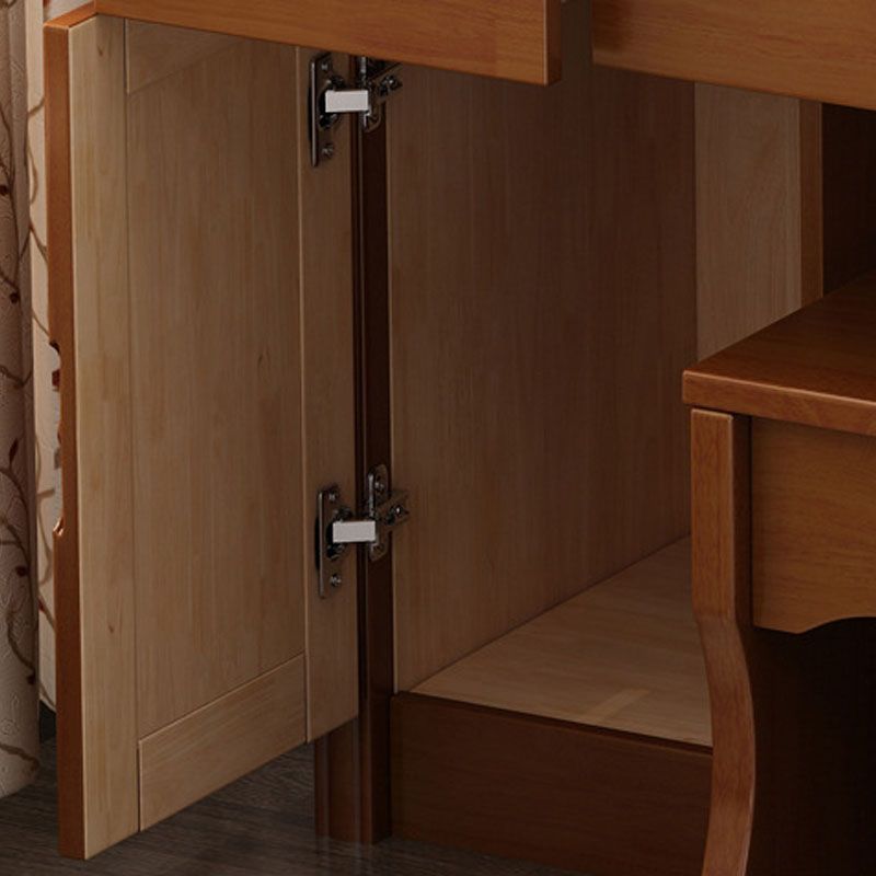 Vanity di trucco in piedi in legno solido Doppio cassetto tradizionale