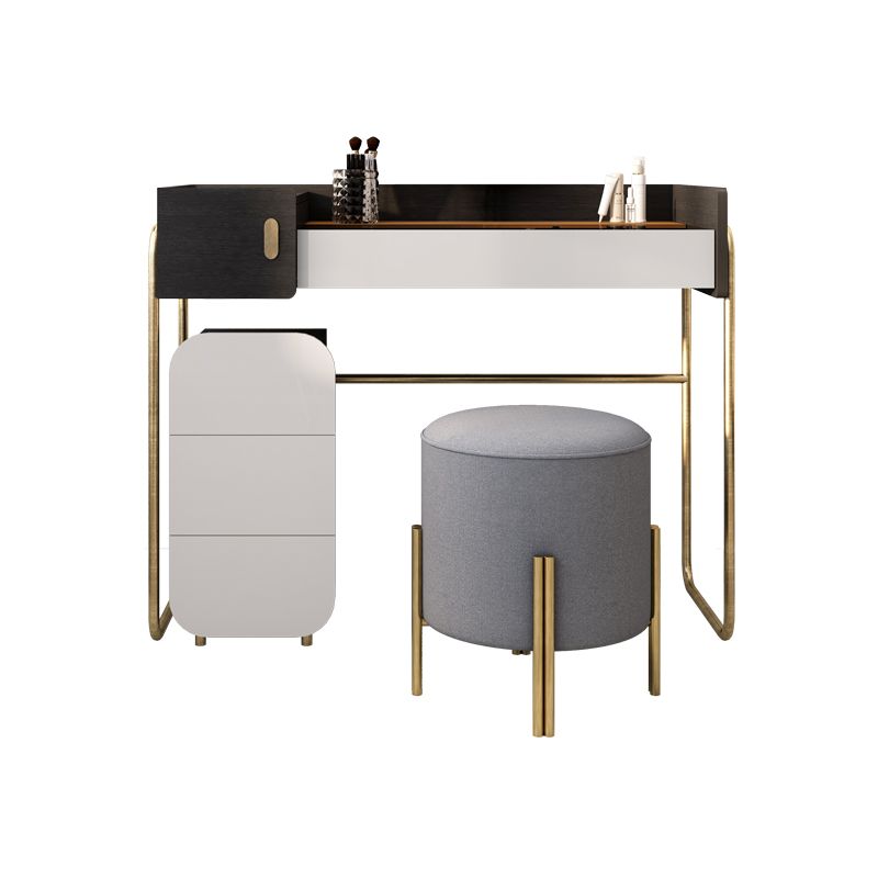 Temperierte Glas Arbeitsplatte Schwarz/Weiß -Basis mit 4 Schubladenkommoden