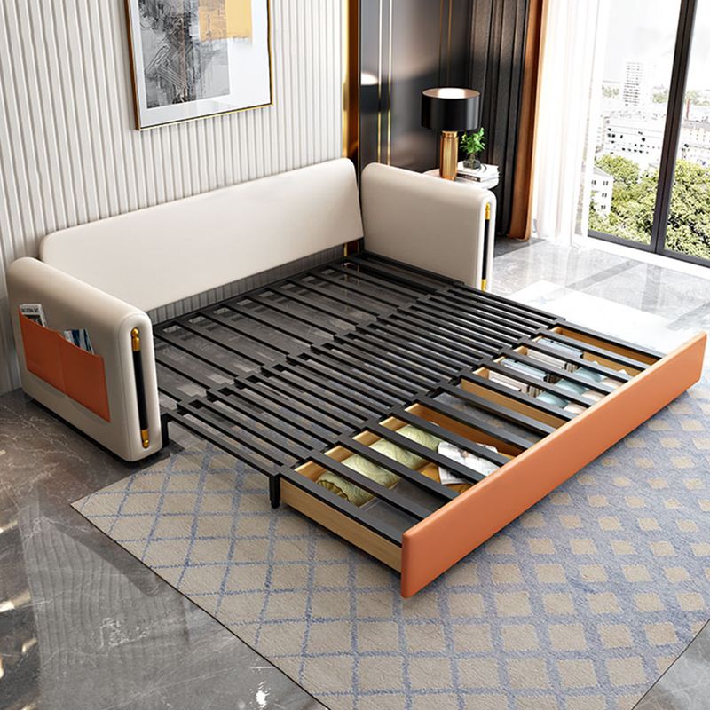 32.67 "Cama de cuero de piel sintética de alta cama Sofá con estilo Glam en beige