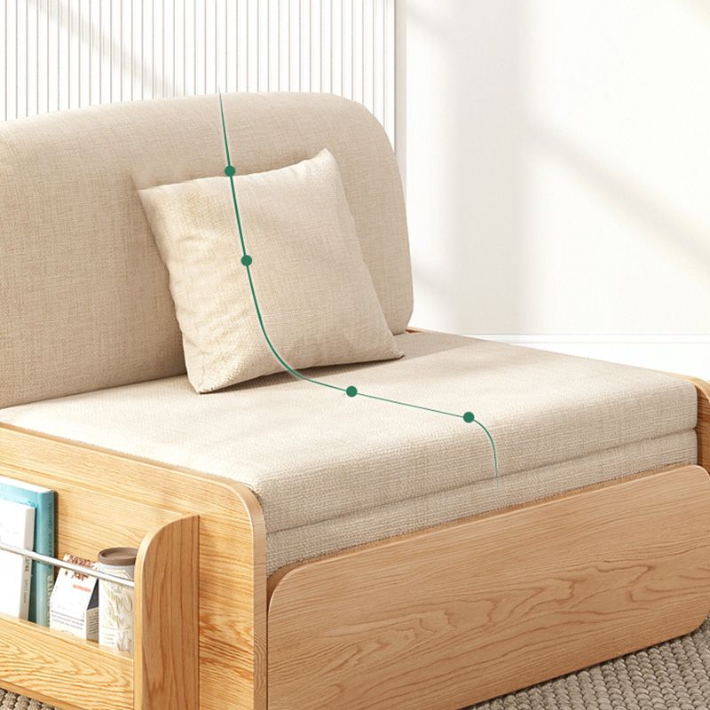 リネンブレンドとソリッドウッドの現代布団スリーパーソファベッド
