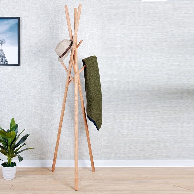 Entrada de árbol de madera KT con ganchos percha de pie independiente