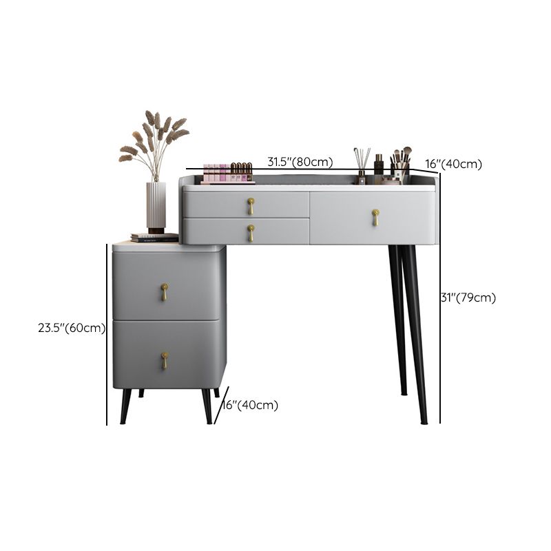 Tocador de maquillaje de dormitorio 31.1 "tocador moderno alto en gris