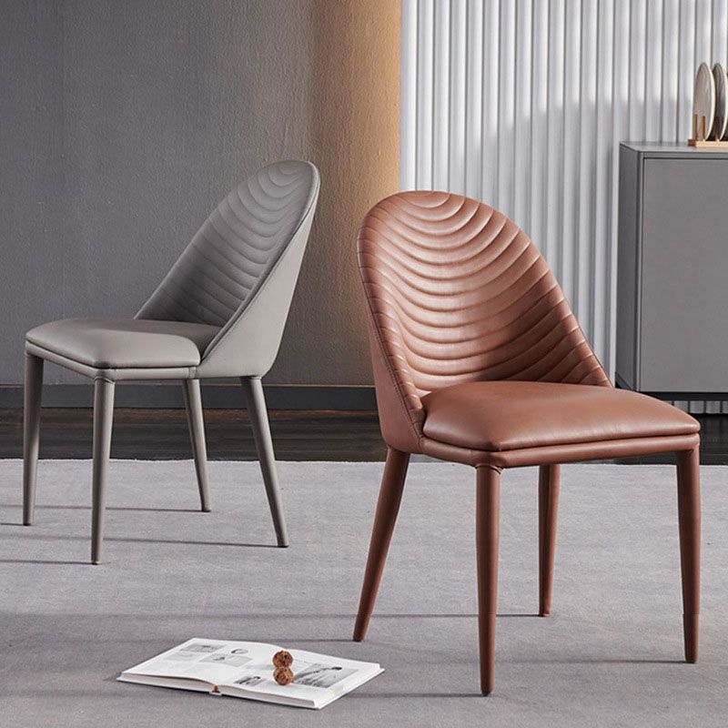 Sillas de comedor de cuero de faux contemporáneos silla de comedor de metal para uso en el hogar
