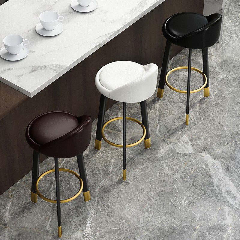 Modern Armless Backrest Counter Stool Steel Cafe Bar Stool with Cushion and Pedal Clearhalo 'Bar Furniture' 'Bar Stools' 'bar_stools' 'furn' 'furn_bar_stools' 'Furniture' 'furniture_bar_stools' 'Kitchen & Dining Furniture' 1200x1200_9e337437-d9ac-4999-98c4-e3c98dd70d8d