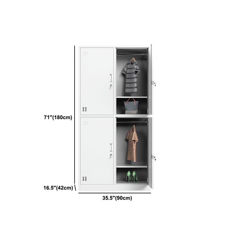 Eigentijdse stalen opbergkast wit metaal scharnierende deurkast