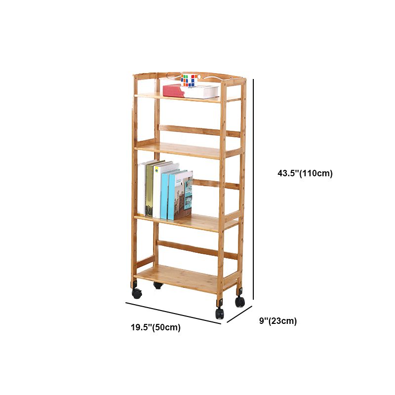 Wooden Bamboo Bookcase 9" Wide with Rectangular Shelves Bookshelf for Study Room
