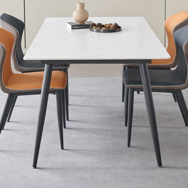 Metal Industrial Rectangle Dining Table Sintered Stone Table with Black Legs Clearhalo ' dining_table' 'Dining Tables & Seating' 'Dining Tables' 'furn' 'furn_dining_table' 'Furniture' 'furniture_dining_table' 'Kitchen & Dining Furniture' 'kitchen&dining_furn' 'kitchen' 'kitchen_dining_table' 1200x1200_9e367da8-f29c-4c13-9b45-5e8fe522f6fa