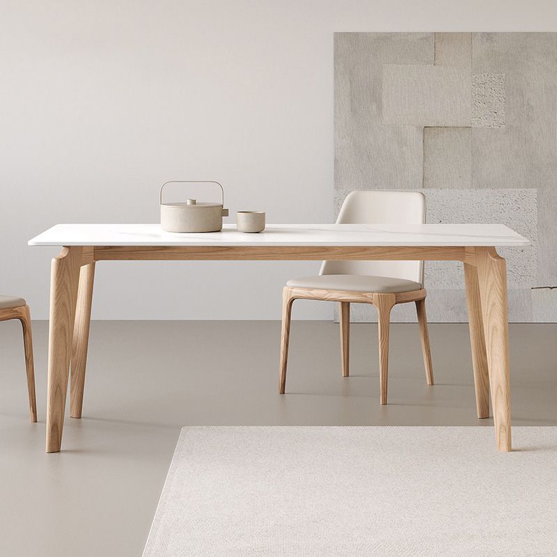 Modern Rectangle Dining Table Sintered Stone Table with Wooden Legs for Home Use Clearhalo 'Dining Tables & Seating' 'Dining Tables' 'dining_table' 'furn' 'furn_dining_table' 'Furniture' 'Kitchen & Dining Furniture' 1200x1200_9e3728a5-04f9-4412-9f9f-dd9edcdef624
