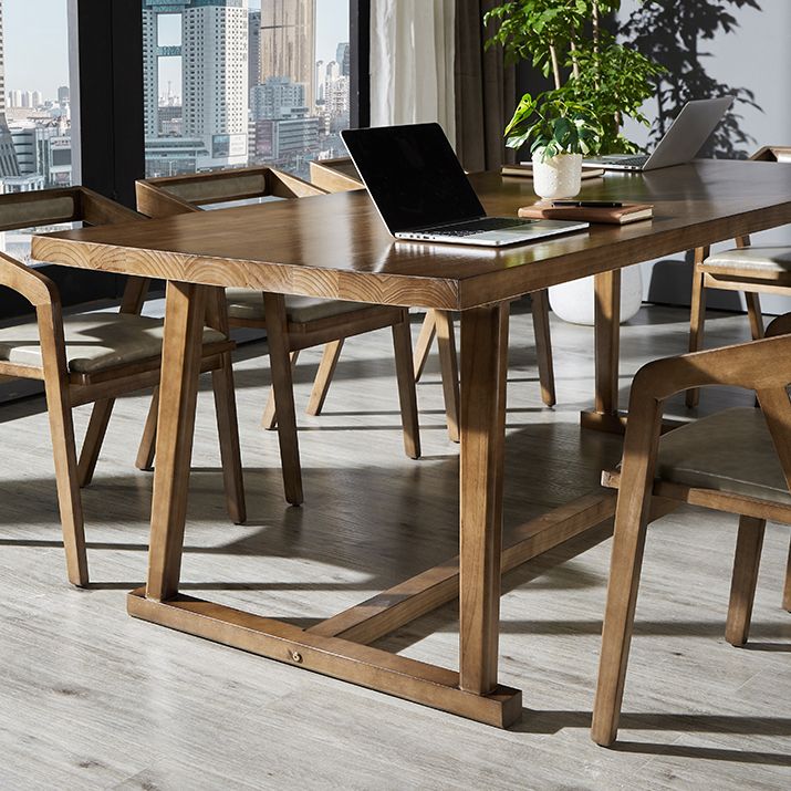 Rectangle Solid Wood White Dining Table Simplicity Trestle Base Table for Dining Room Clearhalo ' dining_table' 'Dining Tables & Seating' 'Dining Tables' 'furn' 'furn_dining_table' 'Furniture' 'furniture_dining_table' 'Kitchen & Dining Furniture' 'kitchen&dining_furn' 'kitchen' 'kitchen_dining_table' 1200x1200_9e398db0-b2a6-4562-ab2a-a6aaf83343bd