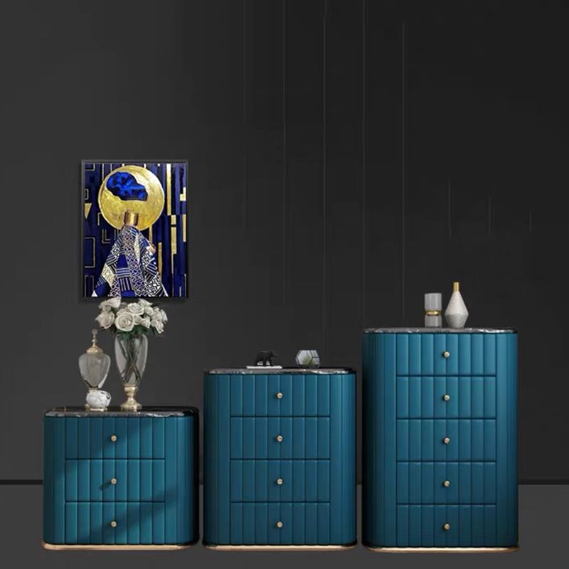 Glam Stone Slaapkamer opbergkist Verticale borst in blauw met laden