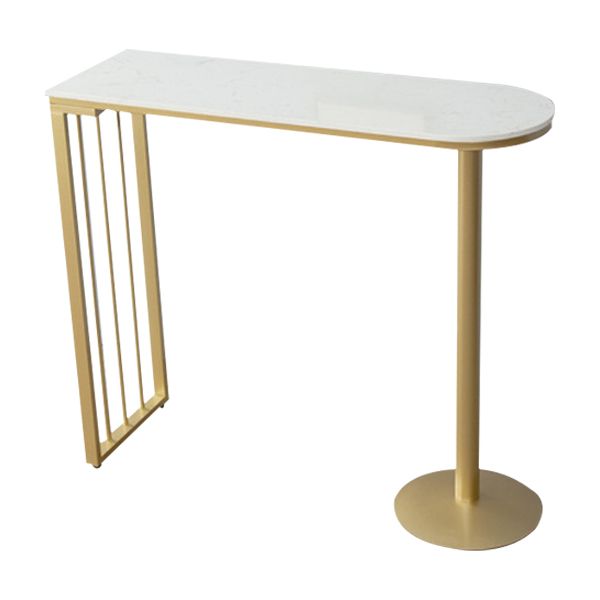Glam Iron Bar Dining Table with White Stone Top Indoor Bistro Table Fixed Table Clearhalo 'Bar Furniture' 'Bar Tables' 'bar_tables' 'furn' 'furn_bar_tables' 'Furniture' 'furniture_bar_tables' 'Kitchen & Dining Furniture' 1200x1200_9e3bc512-cb74-4541-a6ab-ad48f5dc5e05