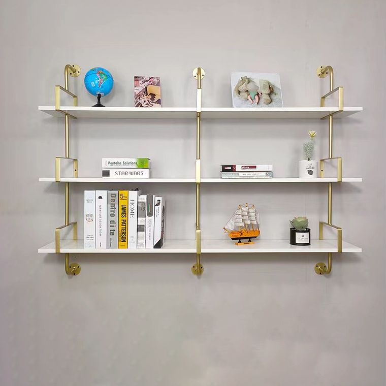 Metal and Wooden Shelf Bookcase Open Wall Mounted Gold Bookshelf for Home Clearhalo 'Bookcases' 'furn' 'furn_bookcases' 'Furniture' 'Office Furniture' 1200x1200_9e3bcdd7-347b-4585-bc5d-89bc600fcbba
