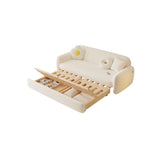 Sleepinavian Sleeper divano tessuto bianco con cuscino di stoccaggio posteriore braccia quadrata