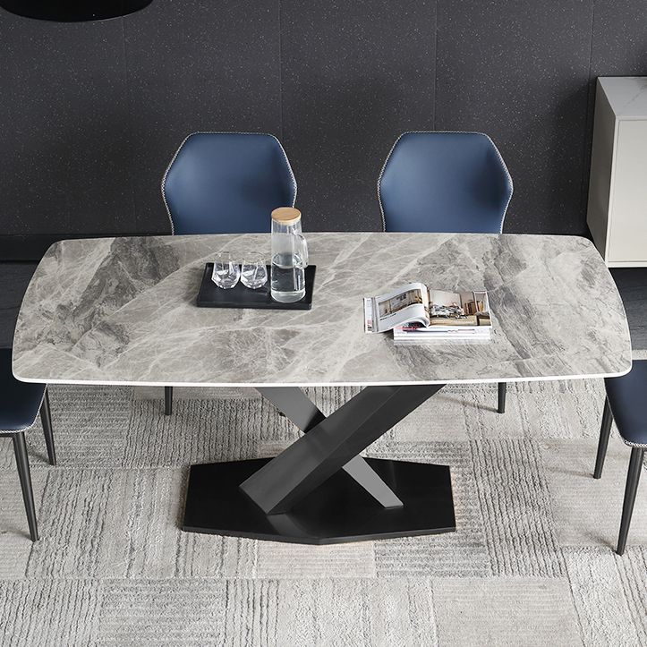 Contemporary Gray Standard Dining Set Rectangle Shape Sintered Stone Dining Set for Kitchen Clearhalo 'Dining Room Sets' 'Dining Tables & Seating' 'dining_room_set' 'furn' 'furn_dining_room_set' 'Furniture' 'furniture_dining_room_set' 'Kitchen & Dining Furniture' 'kitchen&dining_furn' 'kitchen' 1200x1200_9e3e67c9-5619-4011-9dc8-143bf738a73e