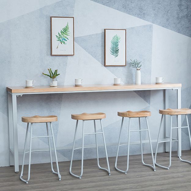 Light Brown Modern Style Bar Table in Solid Wood and Iron Table Milk Tea Shop Bar Table Clearhalo 'Bar Furniture' 'Bar Tables' 'bar_tables' 'furn' 'furn_bar_tables' 'Furniture' 'furniture_bar_tables' 'Kitchen & Dining Furniture' 1200x1200_9e42f744-666b-4a6f-ba9a-a158afb15594