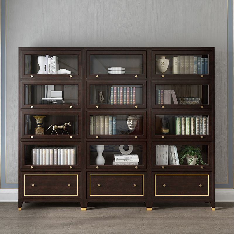 Vertical Glam Standard Bookcase Beech Closed Back Bookcase with Drawer Clearhalo 'Bookcases' 'furn' 'furn_bookcases' 'Furniture' 'Office Furniture' 1200x1200_9e436c8f-e9e9-4be8-b0ae-19002bdef8bf