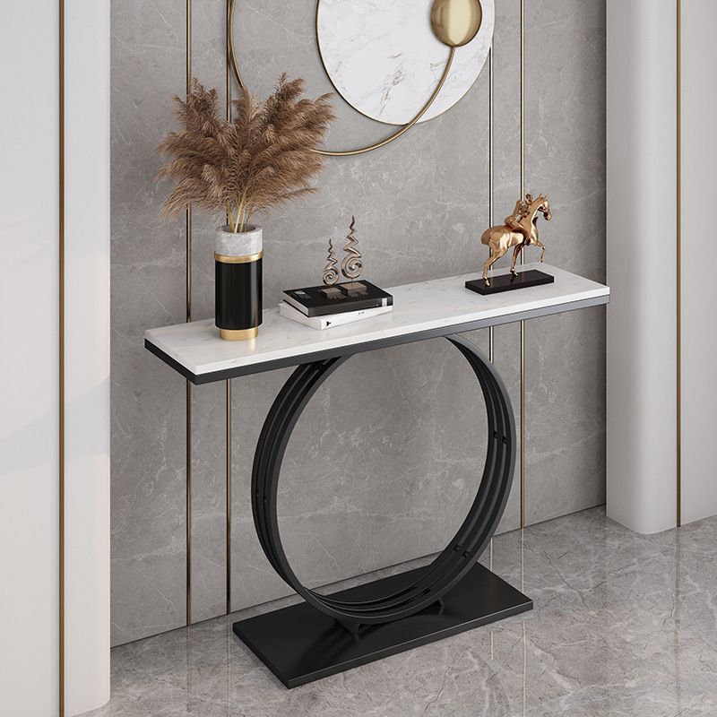 31.5-inch Tall Marble Console Table Rectangle End Table with Shelf Clearhalo 'Console Tables' 'console_tables' 'Entry & Mudroom Furniture' 'furn' 'furn_console_tables' 'Furniture' 1200x1200_9e458cf2-1089-4653-bad4-8fc35d92de3b