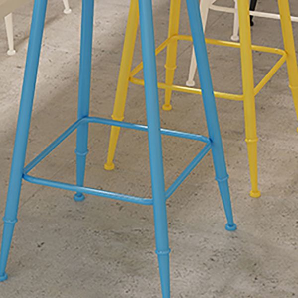 Scandinavian Metal Stool Faux Leather Round Seat Upholstered Counter Stool