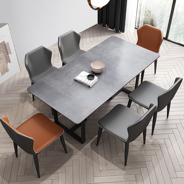 Simplicity Style Table Sintered Stone Rectangle Double Pedestal Base Dining Table for Home Clearhalo ' dining_table' 'Dining Tables & Seating' 'Dining Tables' 'furn' 'furn_dining_table' 'Furniture' 'furniture_dining_table' 'Kitchen & Dining Furniture' 'kitchen&dining_furn' 'kitchen' 'kitchen_dining_table' 1200x1200_9e46a185-9943-421d-ab56-c40810e532d7