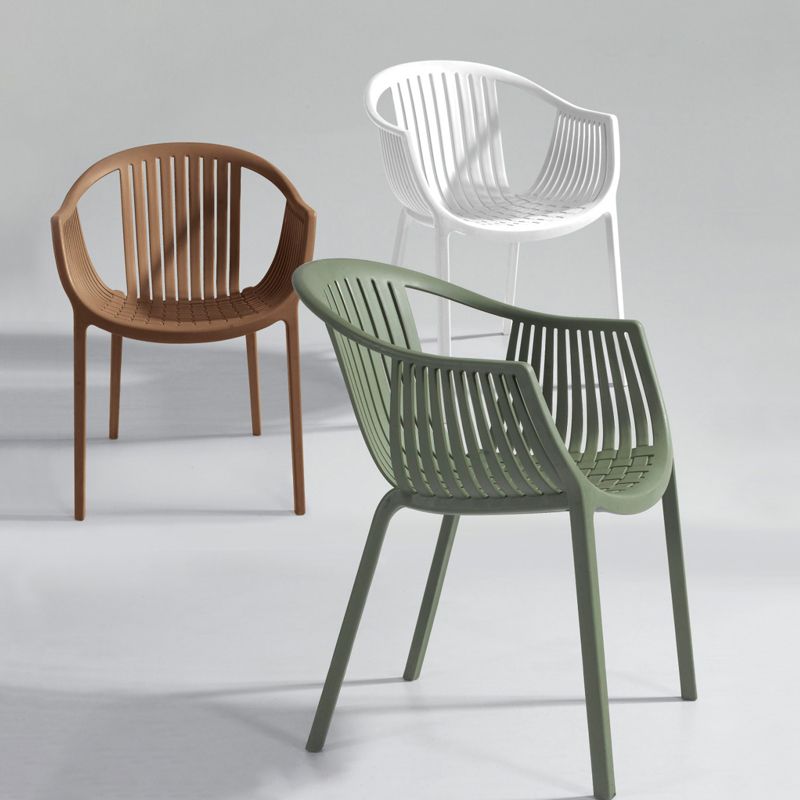 Scandinavian Dining Arm Chairs Plastic Slat Back Dining Armchair (Set of 4) Clearhalo ' kitchen&dining_furn' 'Dining Chairs' 'Dining Tables & Seating' 'dining_chair' 'furn' 'furn_dining_chair' 'Furniture' 'furniture_dining_chair' 'Kitchen & Dining Furniture' 'kitchen' 1200x1200_9e4721b3-5220-41c4-a785-7ea2dd0d350c