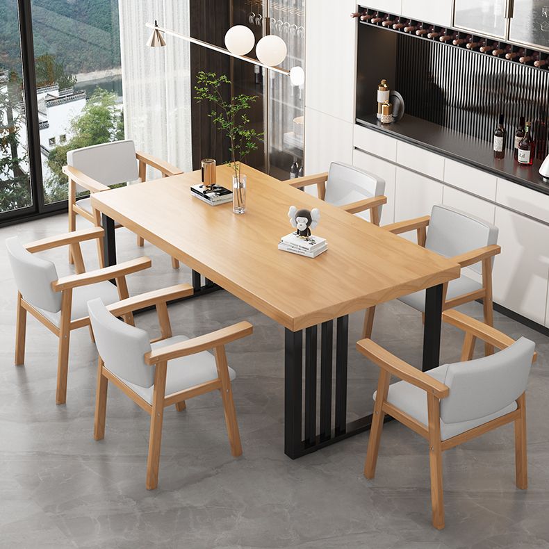Industrial Rectangle Sled Base Furniture Solid Wood Dining Table for Home Clearhalo ' dining_table' 'Dining Tables & Seating' 'Dining Tables' 'furn' 'furn_dining_table' 'Furniture' 'furniture_dining_table' 'Kitchen & Dining Furniture' 'kitchen&dining_furn' 'kitchen' 'kitchen_dining_table' 1200x1200_9e472b23-a773-4098-9f73-a370fbcc6ab5