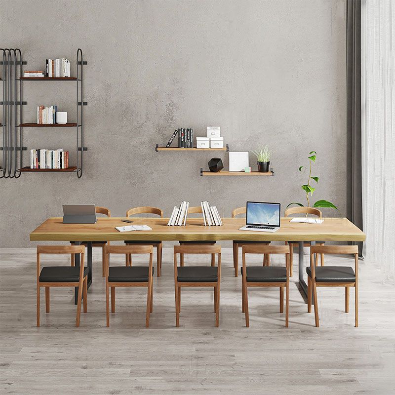 Solid Wood Meeting Table Home Office Free Form Modern Writing Desk