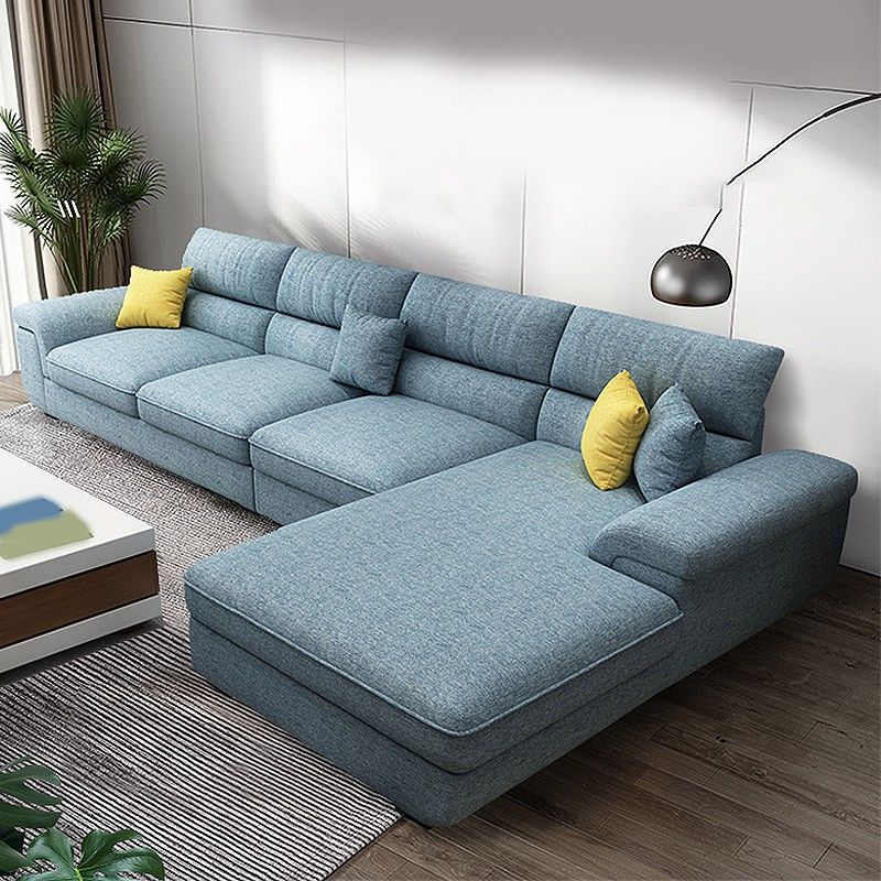 Scandinavian Blue L-Shape Pillow Top Arm Sectional Cushion Back Sofa and Chaise Clearhalo 'furn' 'furn_sectionals' 'Furniture' 'furniture_sectionals' 'Living Room Furniture' 'Sectionals' 1200x1200_9e495f9f-b024-4194-8923-20742fecad22