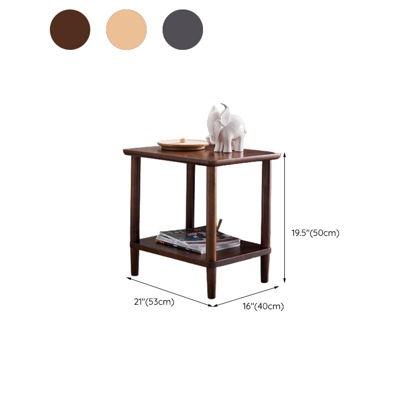 現代の木製エンドテーブル長方形の4脚サイドテーブルストレージシェルフ