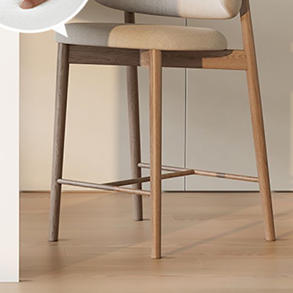 Solid Wood Dining Stools Low Back Upholstered Bar Stools with Footrest