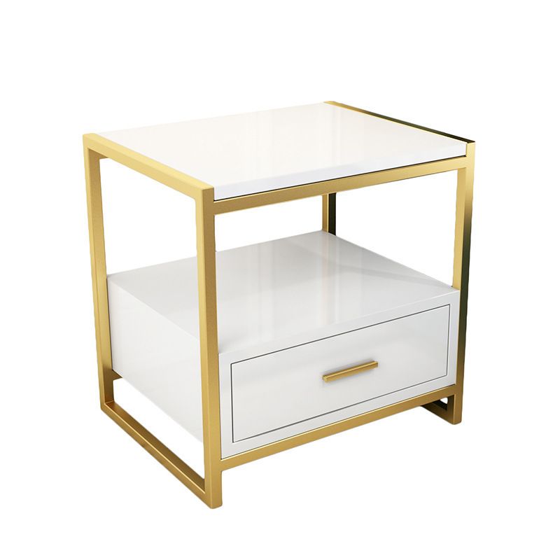 Faux Wood Accent Tisch Nachttisch 19.68 "hoher Glam -Bettschrank