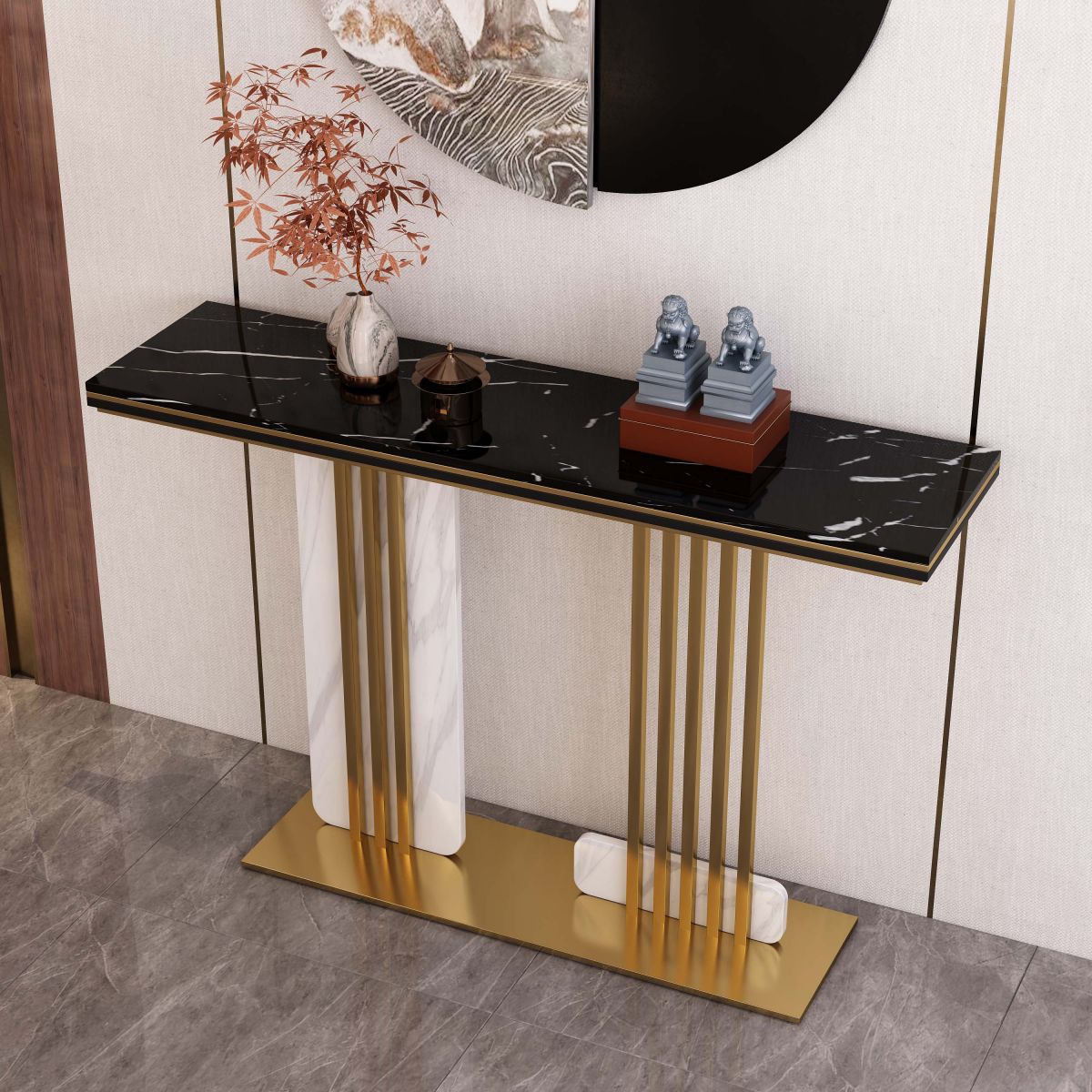 33.46 "Mesa de consola de piedra rectángulo de scratch Resistan Accent Table