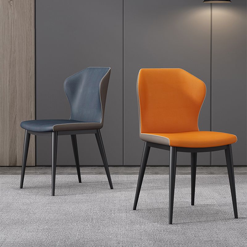 Contemporary Metal Dining Room Chairs Faux Leather Dining Armless Chairs (Set of 4) Clearhalo ' kitchen&dining_furn' 'Dining Chairs' 'Dining Tables & Seating' 'dining_chair' 'furn' 'furn_dining_chair' 'Furniture' 'furniture_dining_chair' 'Kitchen & Dining Furniture' 'kitchen' 1200x1200_9e4b6e14-f729-4043-805b-3e44d3b53a6c
