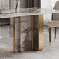 1/4/5/9 Pieces Rectangle Glam Furniture Stone Dining Table Set with Double Pedestal Base Clearhalo 'Dining Room Sets' 'Dining Tables & Seating' 'dining_room_set' 'furn' 'furn_dining_room_set' 'Furniture' 'furniture_dining_room_set' 'Kitchen & Dining Furniture' 'kitchen&dining_furn' 'kitchen' 1200x1200_9e4d4fae-f410-417d-b55c-9072223b504b