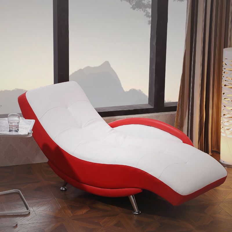 Modern Upholstered Reclining Chaise Lounge with One Arm Faux Leather Chaise Clearhalo 'Chairs & Seating' 'Chaise Lounge' 'chaise_lounge' 'furn' 'furn_chaise_lounge' 'Furniture' 'Living Room Furniture' 1200x1200_9e4e140d-fd6e-4552-b470-2e3b42bfc786