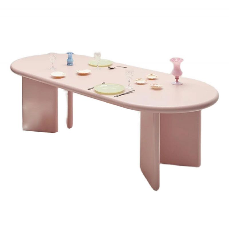 4つの木製の台座付きレストランの楕円形のテーブル用マクロンパインウッドテーブル