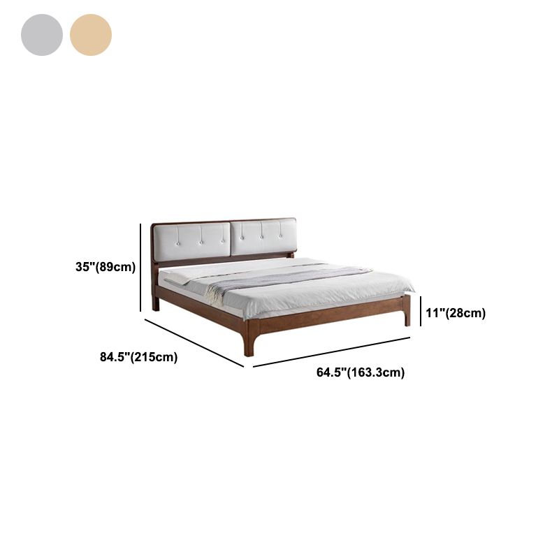 Cadre de lit de style milieu du siècle lit en bois massif avec tête de lit réglable