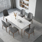 Table rectangulaire Table de salle à manger en pierre frittée moderne médiévale avec base en bois