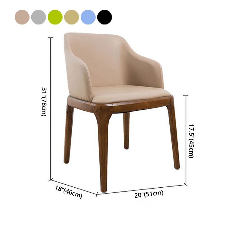 Scandinavian Leather Home Arm Chair Matte Finish Solid Back Dining Chair Clearhalo ' kitchen&dining_furn' 'Dining Chairs' 'Dining Tables & Seating' 'dining_chair' 'furn' 'furn_dining_chair' 'Furniture' 'furniture_dining_chair' 'Kitchen & Dining Furniture' 'kitchen' 1200x1200_9e546bd4-282f-4b3d-87ac-f68eab224dac
