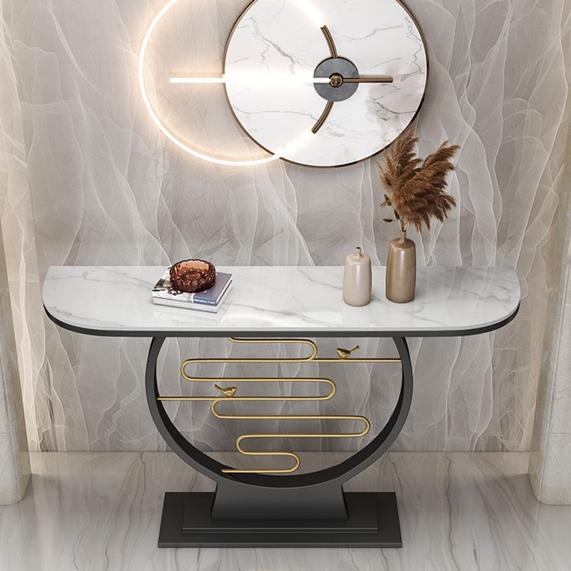 Console resistente al graffio di marmo di mezza luna/metallo per la sala