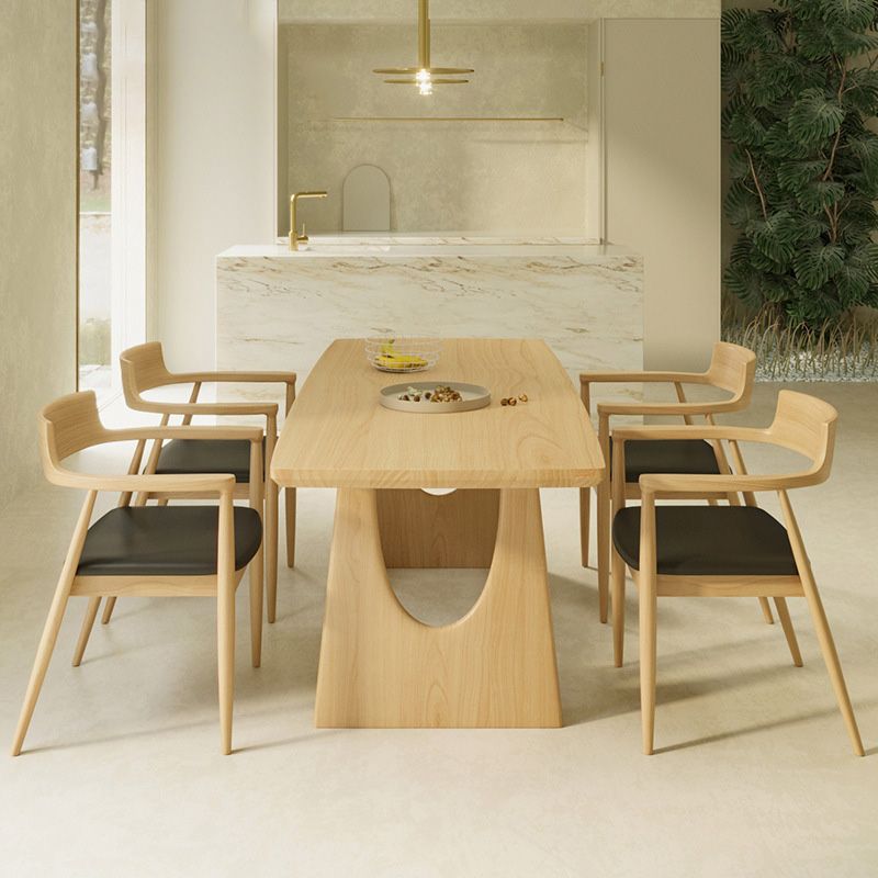 Eigentijdse massief houten top eettafel licht houten afwerking dinette tafel
