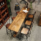 Rechteckiges Massivholz-Bartisch-Set, industrieller 1/4/7-teiliger Thekentisch mit Hockern
