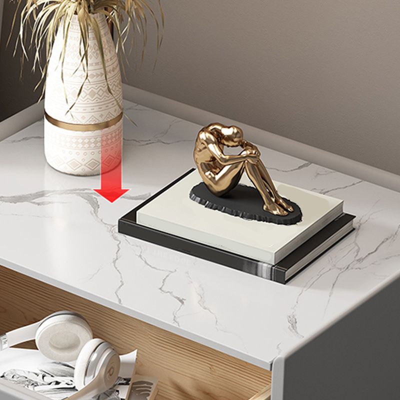 Mesa de noche de cuero con 4 patas Mesa de noche de piedra con cajón