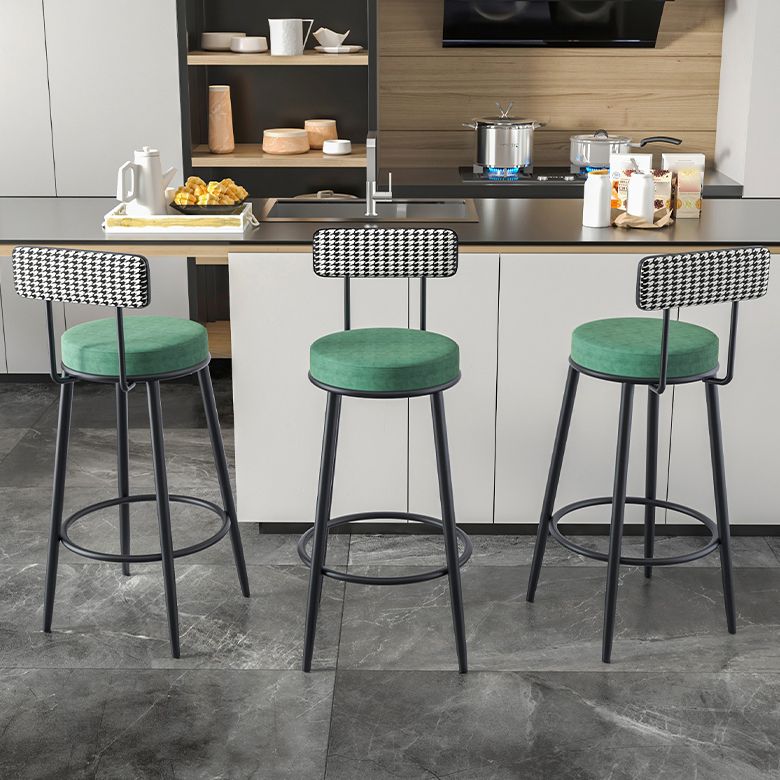 Modern Armless Backrest Counter Stool Iron Cafe Bar Stool with Pedal and Cushion Clearhalo 'Bar Furniture' 'Bar Stools' 'bar_stools' 'furn' 'furn_bar_stools' 'Furniture' 'furniture_bar_stools' 'Kitchen & Dining Furniture' 1200x1200_9e56996c-deef-4d6b-933c-8035b1851b07