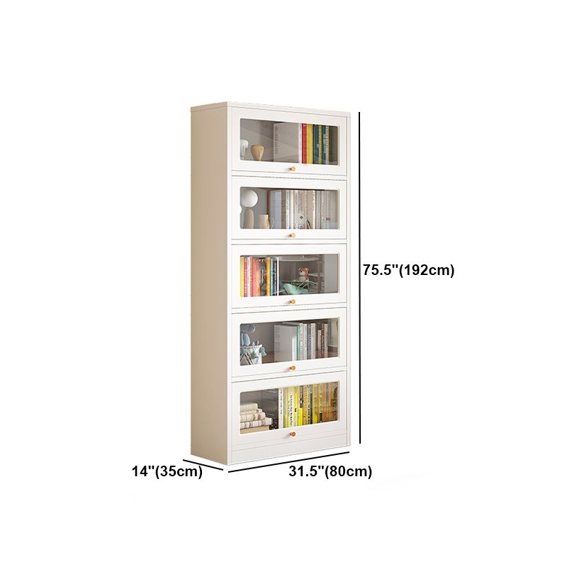 White Bookshelf Contemporary Style Bookcase with Door for Home Office Clearhalo 'Bookcases' 'furn' 'furn_bookcases' 'Furniture' 'furniture_bookcases' 'kitchen' 'kitchen_bookcases' 'Living Room Furniture' 'Office Furniture' 1200x1200_9e573a63-93e6-4516-9703-704ba876b16e