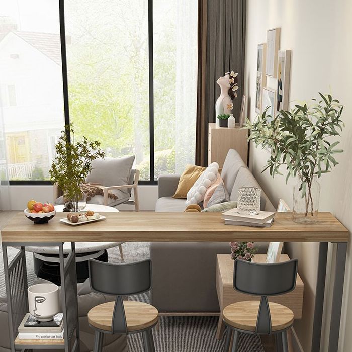 Tavolo da pranzo moderno per accento per bistrot con deposito tavolo da bar in legno doppio piedistallo